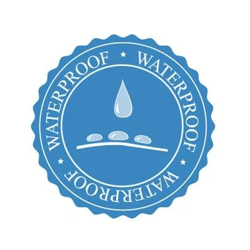 Water resistant circle shape icon. Vector. Blue palette Stock Illustration
