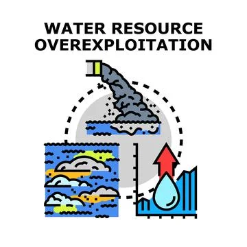 Water resource overexploitation causing environmental problems concept Illustration