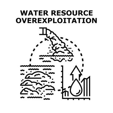 Water resource overexploitation causing environmental problems concept Stock Illustration
