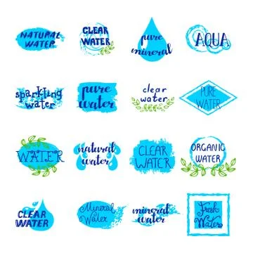 Water Retro Labels Set Stockillustratie