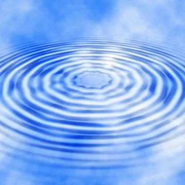 Water ripples under the blue clouded sky Illustrazione stock