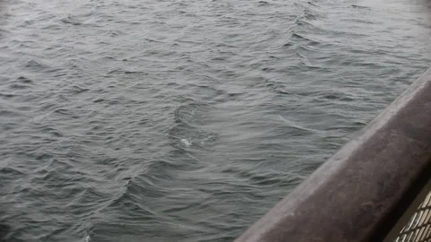 Water Rippling Ferry Wake Pattern Passenger Deck Cloudy Lake Surface Texture Stock Footage 338069347