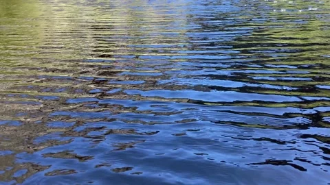 Water rippling showing a soft reflection of the mountains Stock Footage 170140843