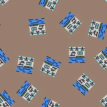 Water rising inside home vector seamless pattern Stock Illustration