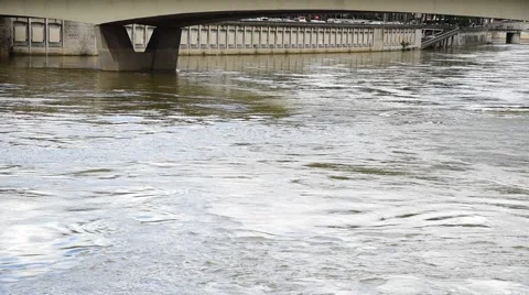 The water in the river flow with the high level after heavy rain become flooding 库存影片 64239763