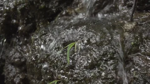 The water of the river flows slowly over the rocks Video stock 253219421