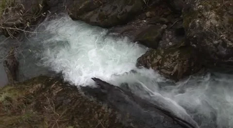 Water in a River with Rapids Running Between the Rocks Stock Footage 279171583