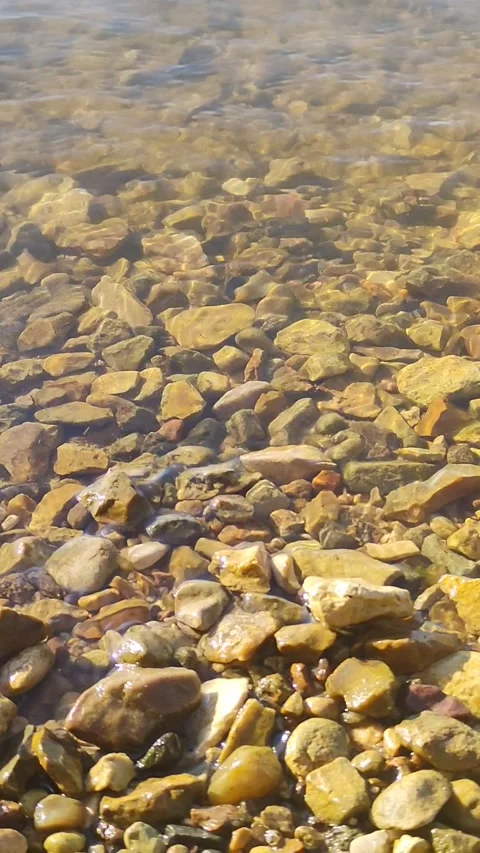 Water in the rivver running over the rocks Stock Footage 208497405