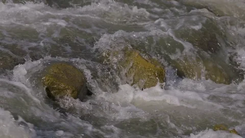 Water on the Rocks in the Riverslow motion Video stock 76208230
