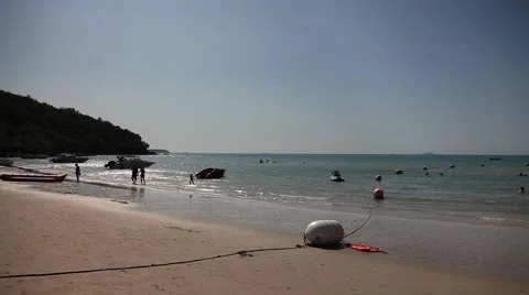 Water Run Beach Breeze Child Play Parents Vacation Holiday Summer Sky Sea Stock Footage 47266830