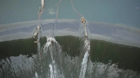 Water running down Dam Stock Footage 58929401
