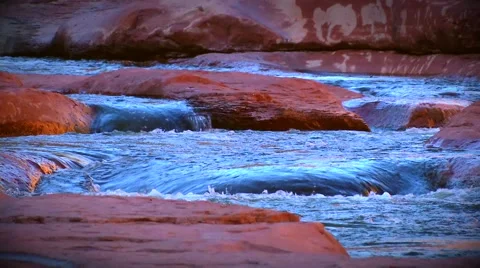 Water running down Slide Rock Stock Footage 60796749