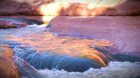Water Running Down Slide Rock in Sedona Stock Footage 60796983