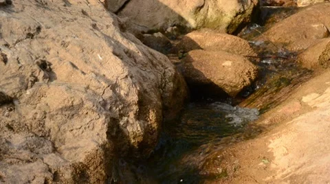 Water running down, small creek Stock Footage 8624363