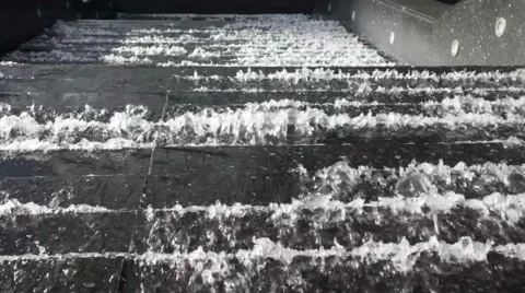 Water running down the stairs Stock Footage 56925835