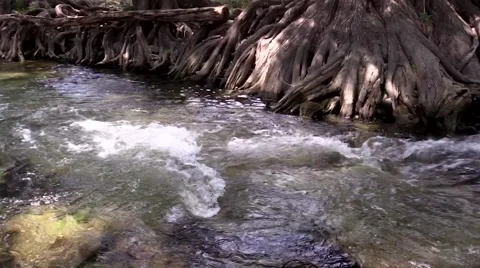 Water running down stream close up Stock Footage 53340263