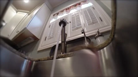 Water running in kitchen sink Stock Footage 43308498
