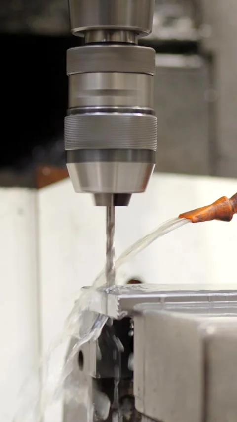 Water running in a milling cnc machine Stock Footage 260013301