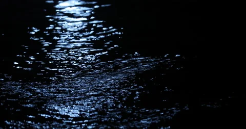 Water running in Moonlight Stock Footage 168684629