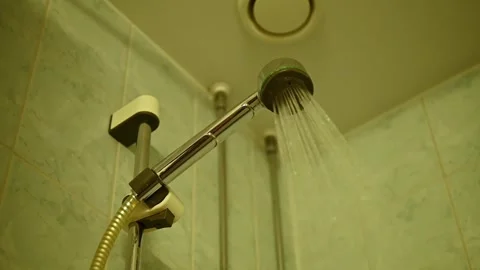 Water running from shower head Stock Footage 331162222