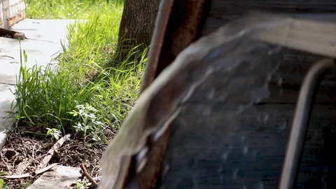 Water running on the table in the outbuilding. Stock Footage 110772438