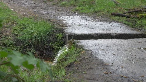 Water Running Through a Pathway Stock Footage 88996353
