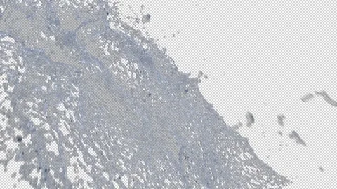 Water runs in front of the transparent background Stock Footage 236334145