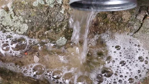 Water Runs Out Of The Gutter Stock Footage 87644379