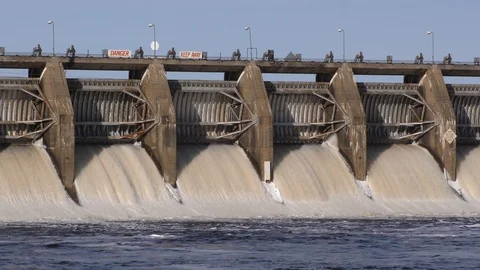 Water Rushing Through a Dam Stock Footage 95199974