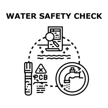 Water safety check quality analysis examining contaminants Stock Illustration