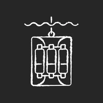 Water sampler chalk white icon on black background Stock Illustration