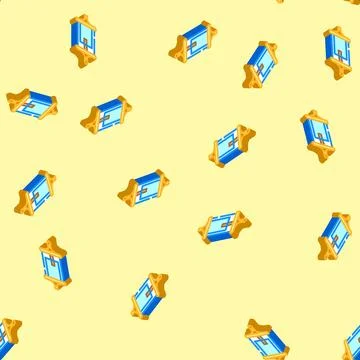 Water sampling bottle world ocean isometric icon seamless pattern Illustrazione stock