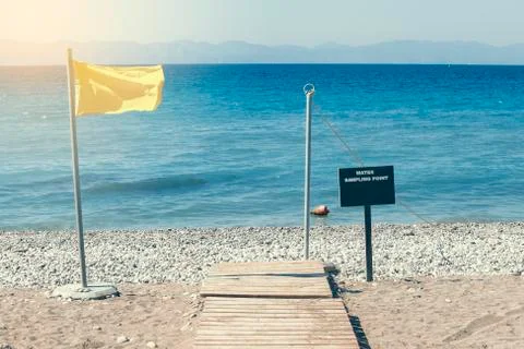 Water sampling point for blue flag beach Stock Photos