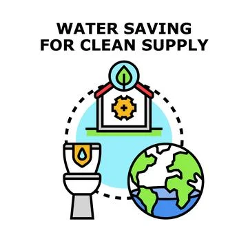 Water saving for clean supply concept Stock Illustration
