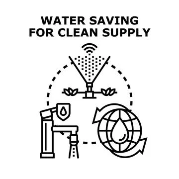 Water saving for clean supply concept illustration Stock Illustration
