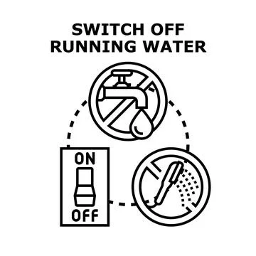 Water saving concept turning off running water Stock Illustration