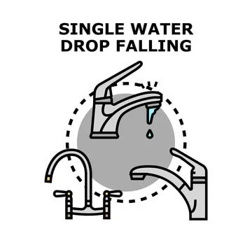 Water saving with dripping faucet vector concept Stock Illustration