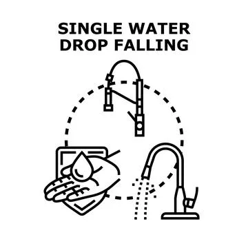 Water saving drop falling protection faucet concept Stock Illustration
