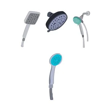 Water saving low flow showerheads isometric vector illustration Stock Illustration