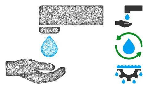 Water Saving Polygonal Web Vector Mesh Illustration Stock Illustration