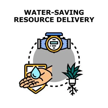 Water saving resource delivery and consumption management Stock Illustration