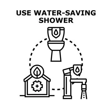 Water saving shower concept for home appliances Stock Illustration
