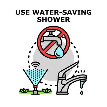 Water saving shower concept for responsible consumption Stock Illustration