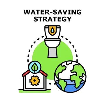 Water saving strategy concept global resource management Stock Illustration