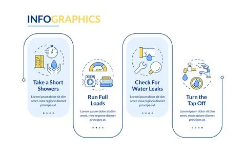 Water saving tips rectangle infographic vector Stock Illustration