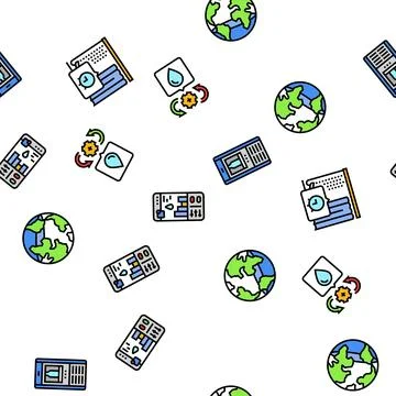 Water saving world drop planet seamless pattern vector Illustrazione stock