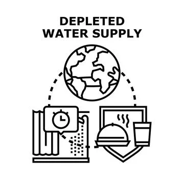 Water scarcity problem creating global environmental crisis Stock Illustration