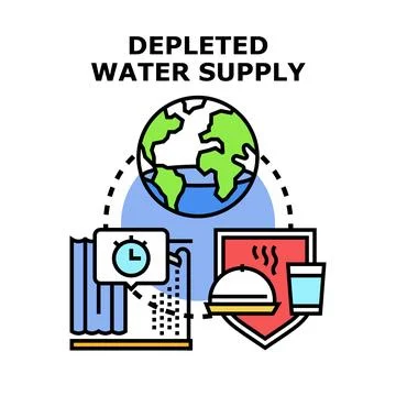 Water scarcity problem creating global environmental crisis Stock Illustration