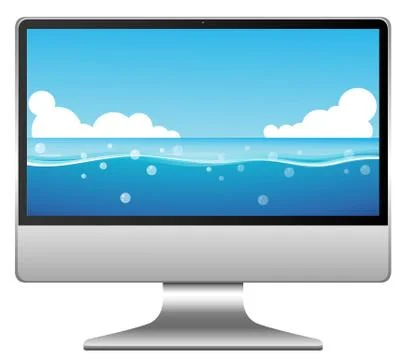 Water scene on computer desktop Illustrazione stock