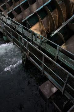 Water screw in a dam Stock Photos